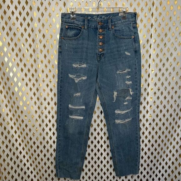 Free people we the people blossom jeans 5 button light wash raw hem size 28 - Picture 2 of 6